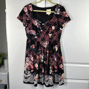 Modcloth Retro flower lace Lolita Dress Full Skirt Sweetheart Neckline Size Larg